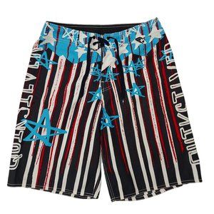 Quiksilver Swimming Shorts Drawstring Pocket High Rise Multicolor Mens Size 30